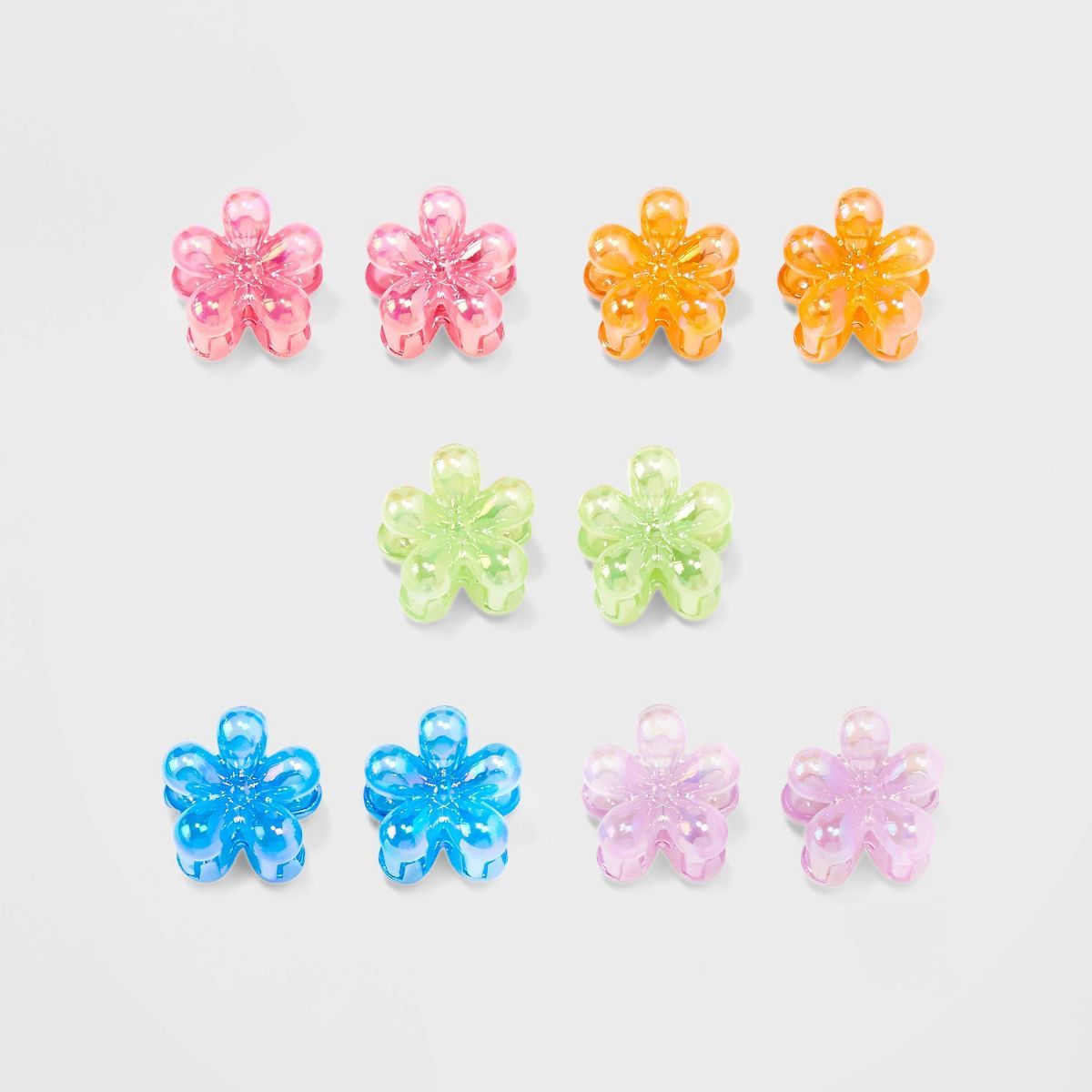 Girls' 10pk Iridescent Flower Claw Clips - Cat & Jack™ | Target