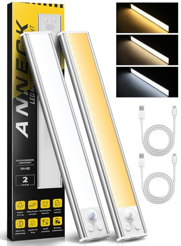 10" Under Cabinet Lighting Lights,3Colors 40-LED Rechargeable Motion Sensor Light Indoor,2pcs Dimmable Closet Light 0.35" Ultra-thin Magnetic Light Wireless Under Cabinet Lights LED for Closets,Stairs | Amazon (US)
