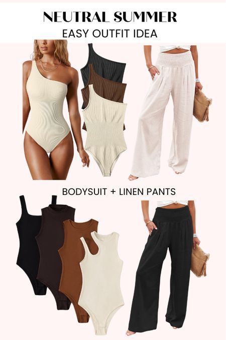 Bodysuit and wide leg linen pants
Easy summer outfit 
Vacation outfit 

#LTKunder50 #LTKSeasonal #LTKstyletip