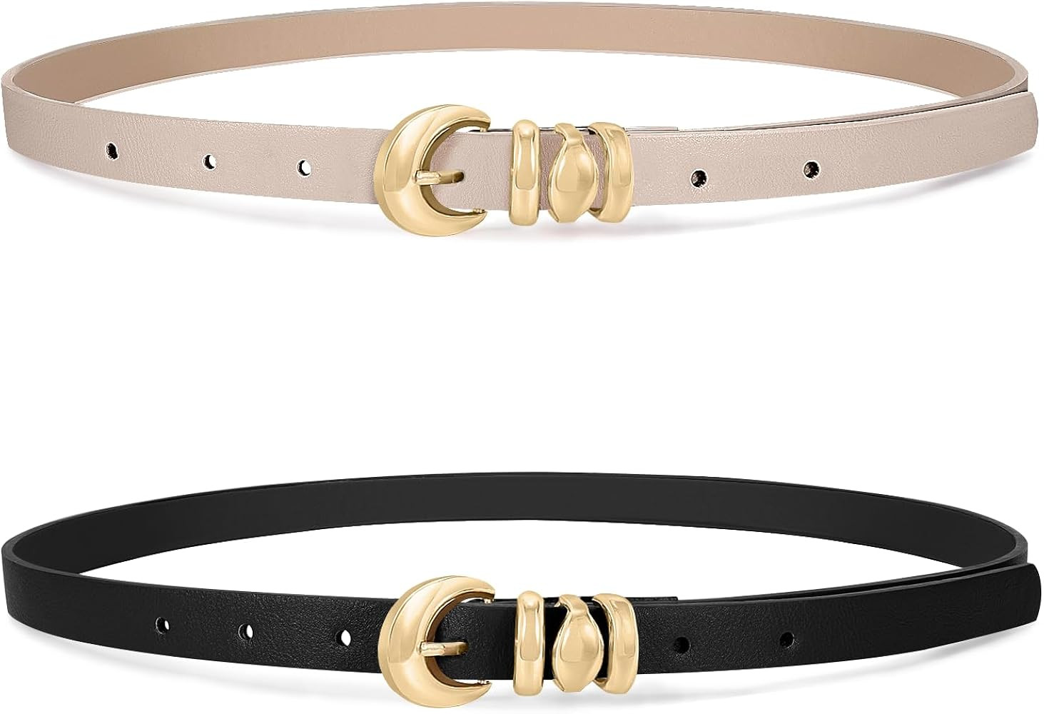 XZQTIVE 2 Pack Womens Skinny Leather Belts for Ladies Thin Waist Belt for Jeans Dresses Pants Coa... | Amazon (US)