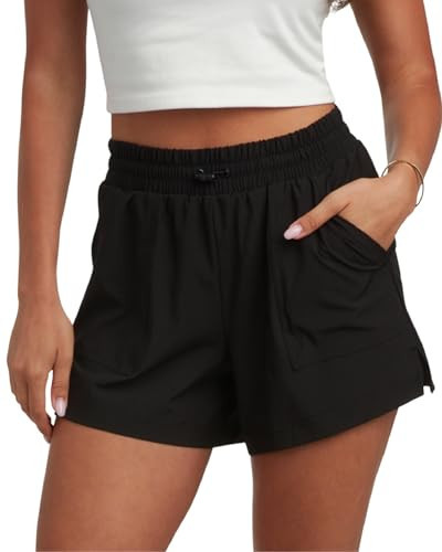 Spyder Womens Athletic Shorts - Stretch Woven Running Shorts for Women with Underwear Liner & Elastic Waist for Gym Wear, Size Large, Black | Amazon (US)