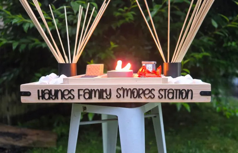 Personalized Family S'mores Station Tray: Wood Summer Campfire Board for Parties, Weddings, Camp ... | Etsy (Global)