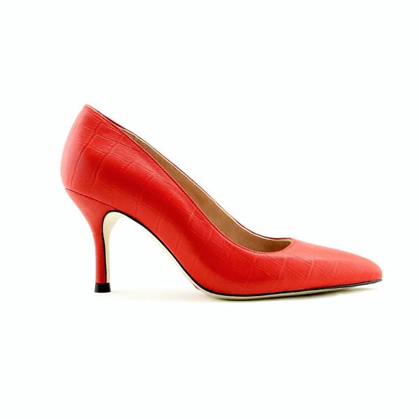 Scarlet Embossed Leather Pump | ALLY Shoes