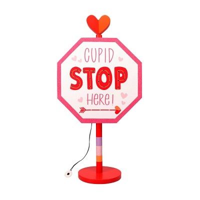Lit LED &#34;Cupid Stop Here&#34; Valentine&#39;s Day Tabletop Sign - Spritz&#8482; | Target
