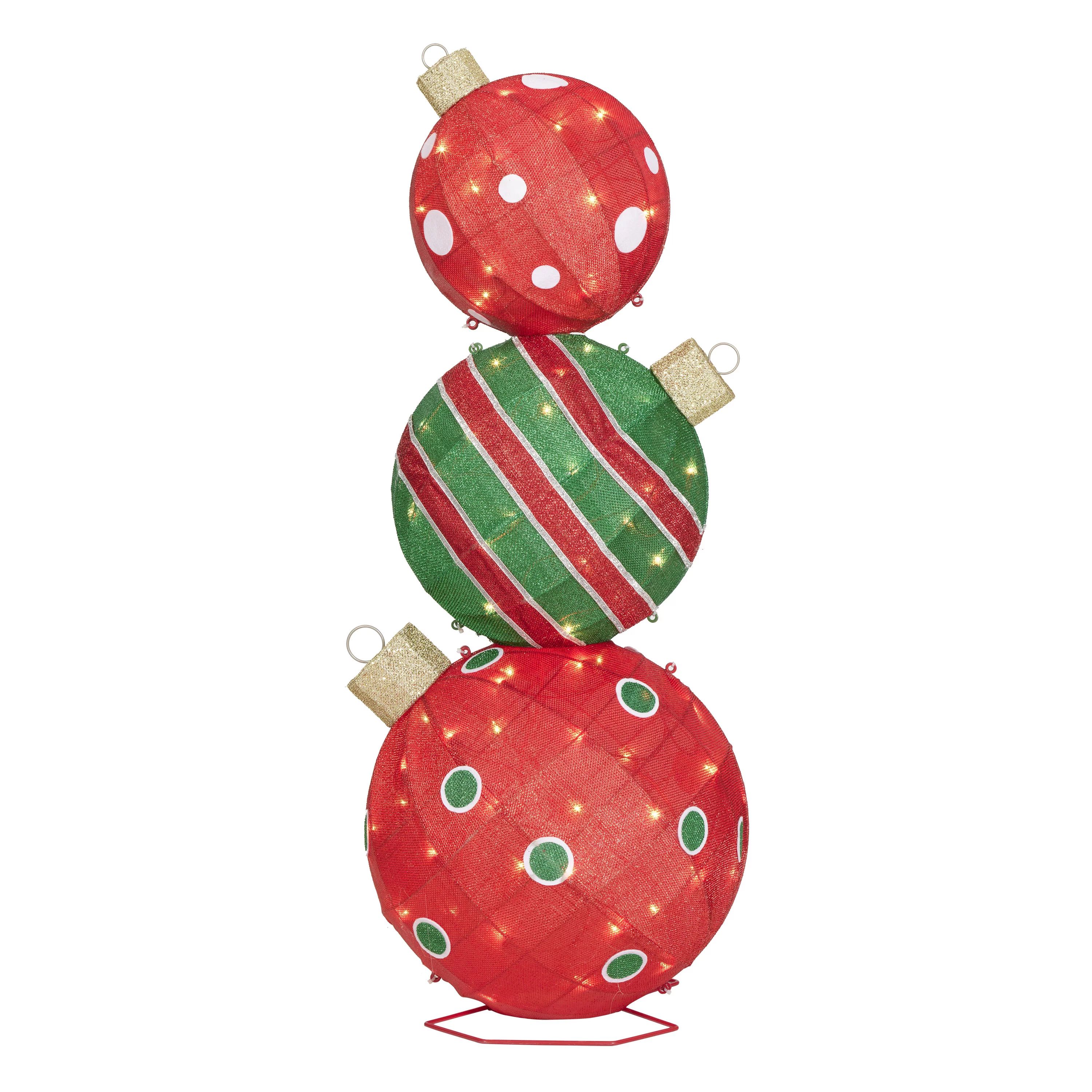 Holiday Time 42 inch Light-Up Stacked Christmas Ornaments, 70 Incandescent Lights | Walmart (US)