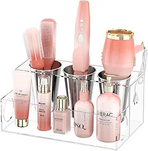 NIUBEE Hair Tool Organizer, Clear Acrylic Hair Dryer and Styling Organizer, Bathroom Countertop B... | Amazon (US)