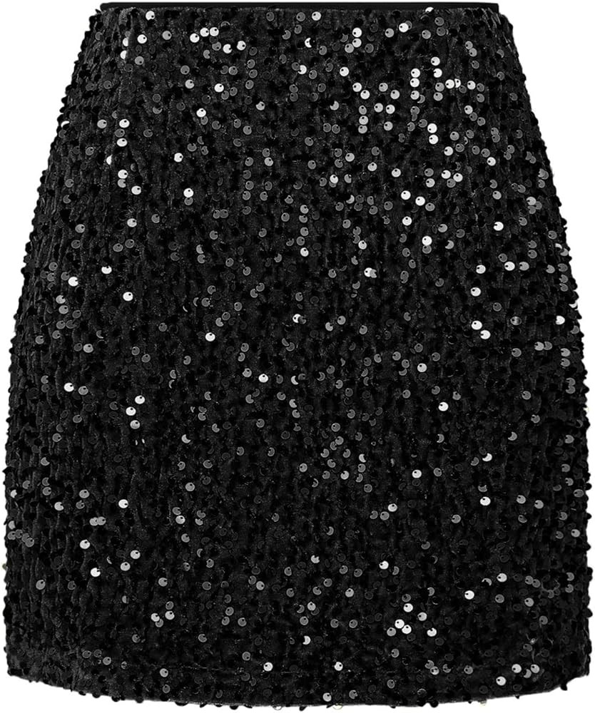 Kinghua Women's Sequin Skirt High Waisted Glitter Sparkly Bodycon Mini Skirt | Amazon (US)