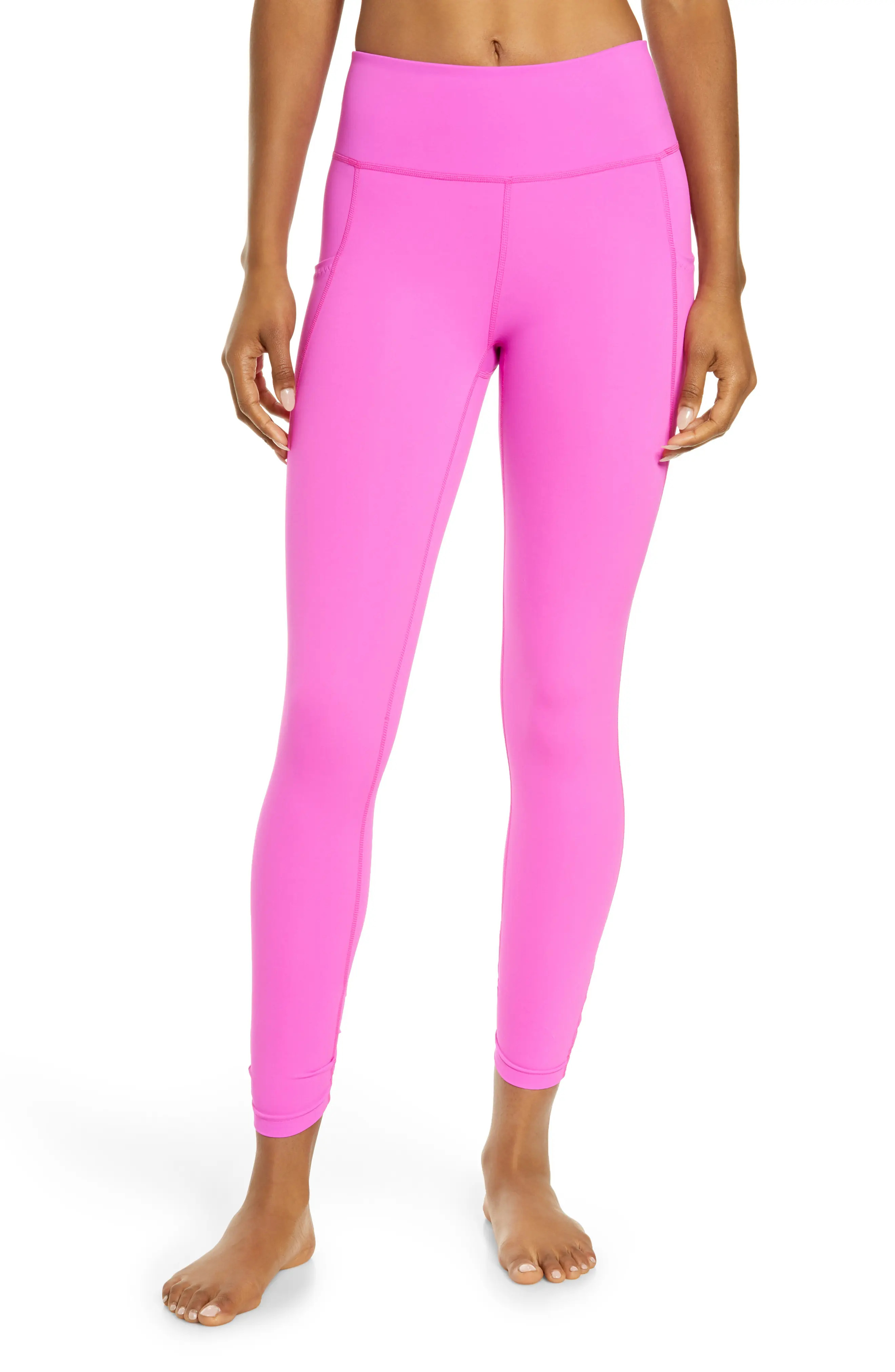 Free People FP Movement Solid Wave Rider Pocket Leggings, Size Large in Living Magenta at Nordstrom | Nordstrom