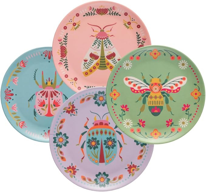 Karma, 7.75 inches Melamine Dessert Plates Set of 4, Reusable Dishwasher Safe Plates for Outdoor ... | Amazon (US)