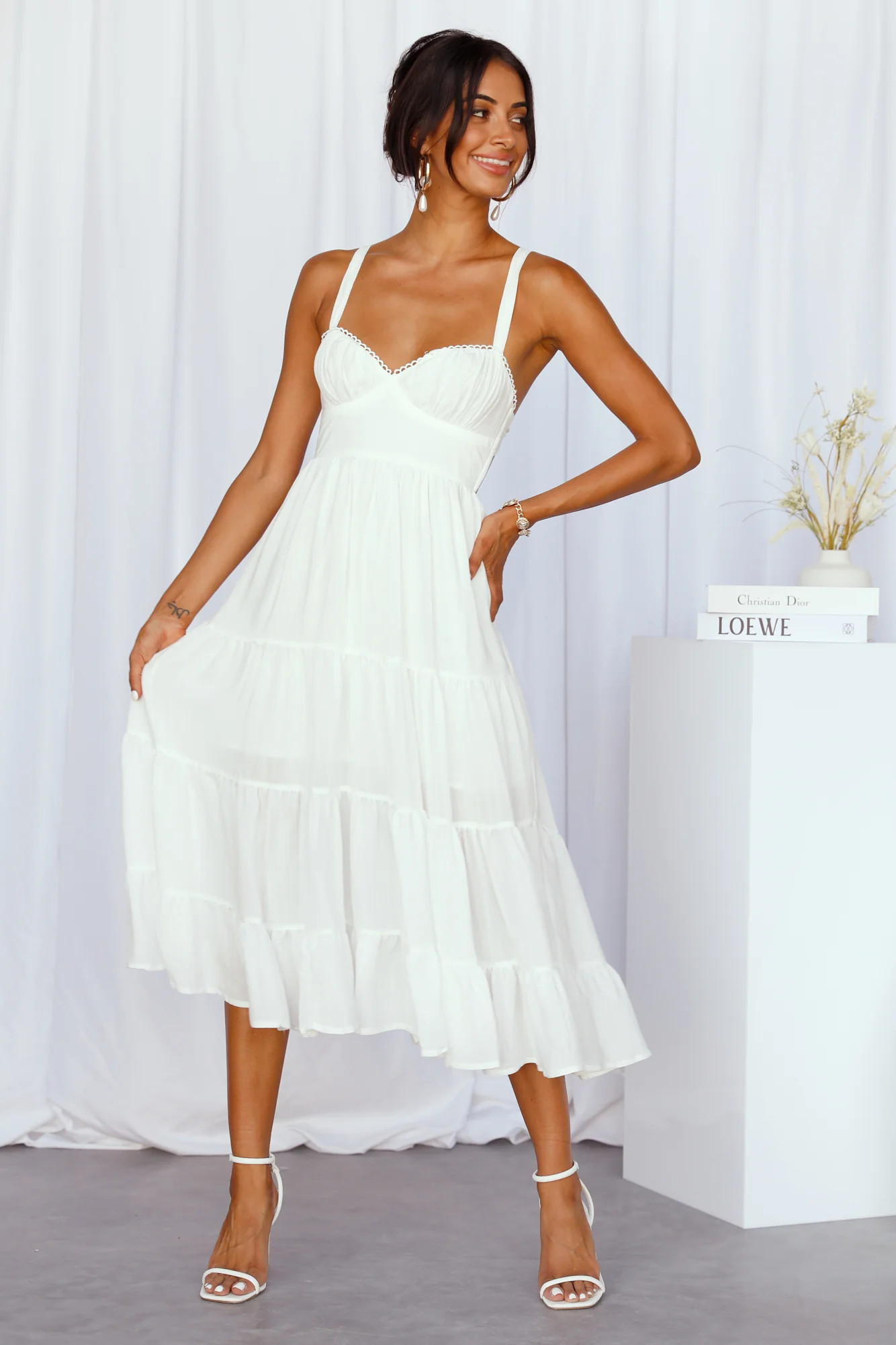 Freshly Brewed Midi Dress White | Hello Molly (AU)