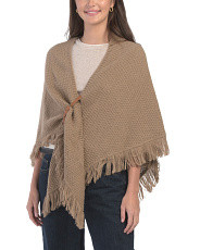 Triangle Fringe Poncho With Buckle | TJ Maxx