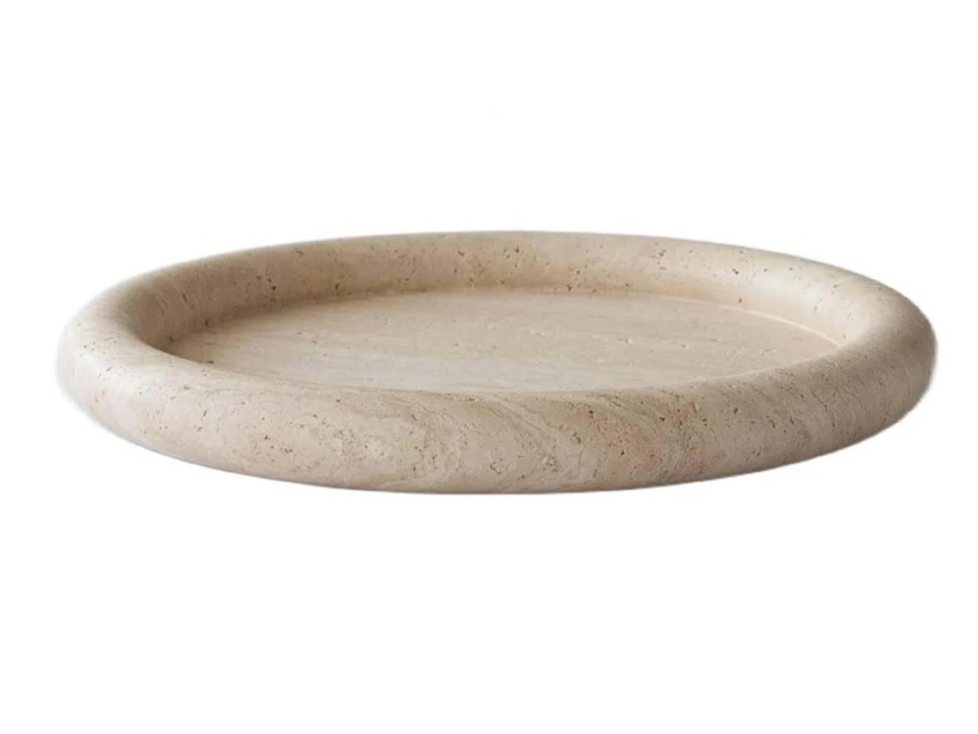 Travertine Small Round Tray Cream | Joss & Main