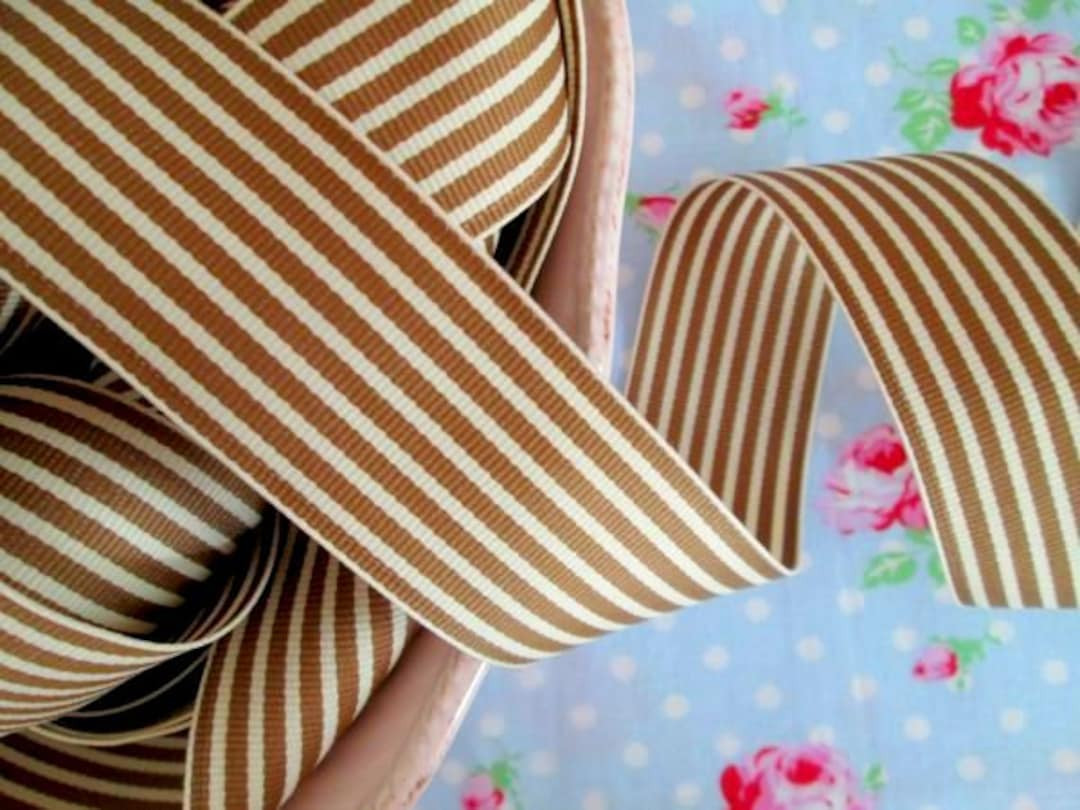 Striped Grosgrain Ribbon - Brown and Ivory - 1 1/2 Inch - 1 Yard - Etsy | Etsy (Global)