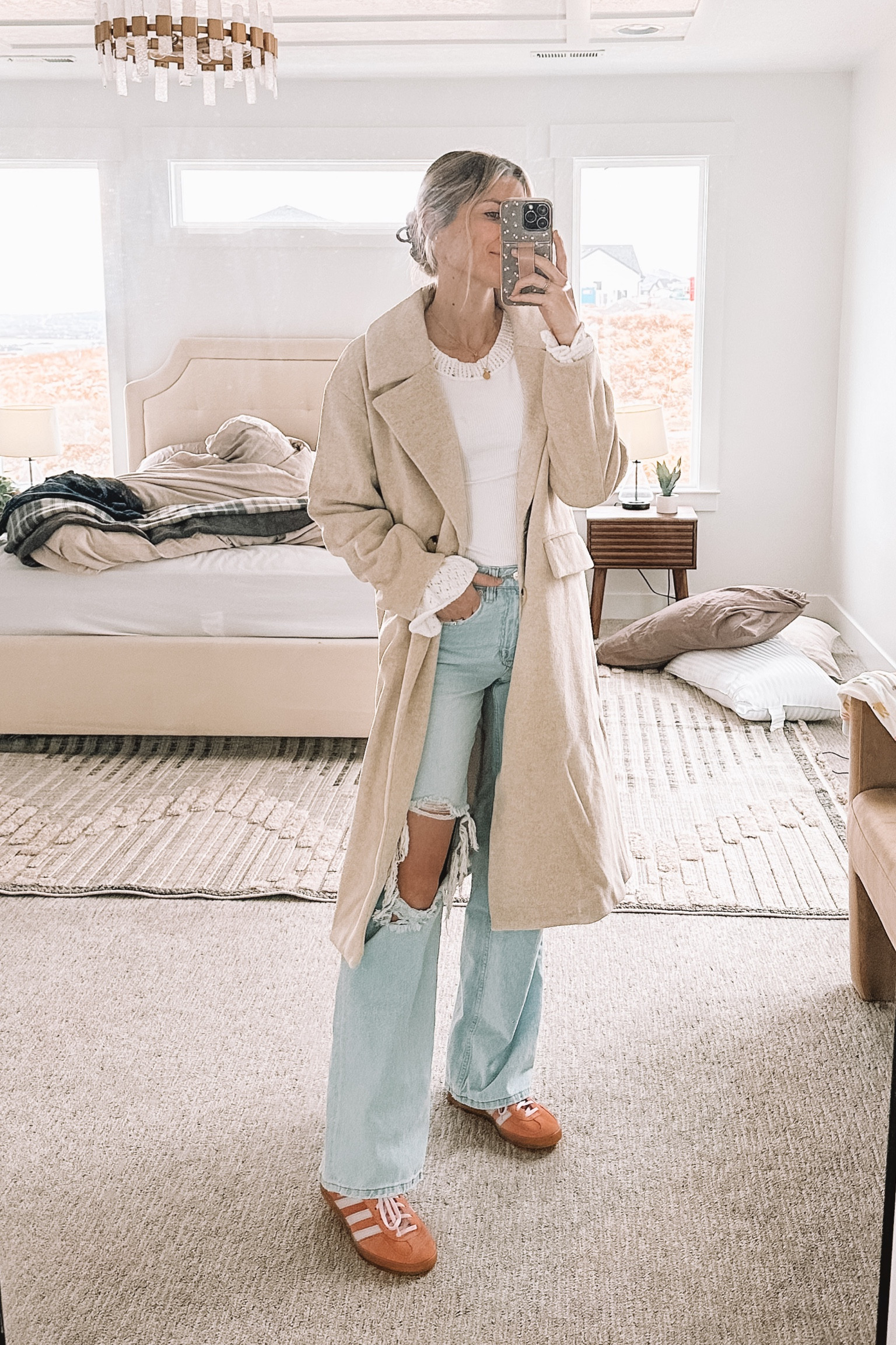 My new favorite loose fitting jeans with a slim, high waisted fit on top. They come in lots of colors too! Pink Gazelle Adidas are my faves, free people top that I wear all the time and my new showpo coat!

#LTKSeasonal #LTKshoecrush #LTKstyletip