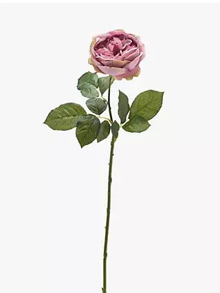 Peony Artificial Vintage Single Stem Rose, Lilac | John Lewis UK