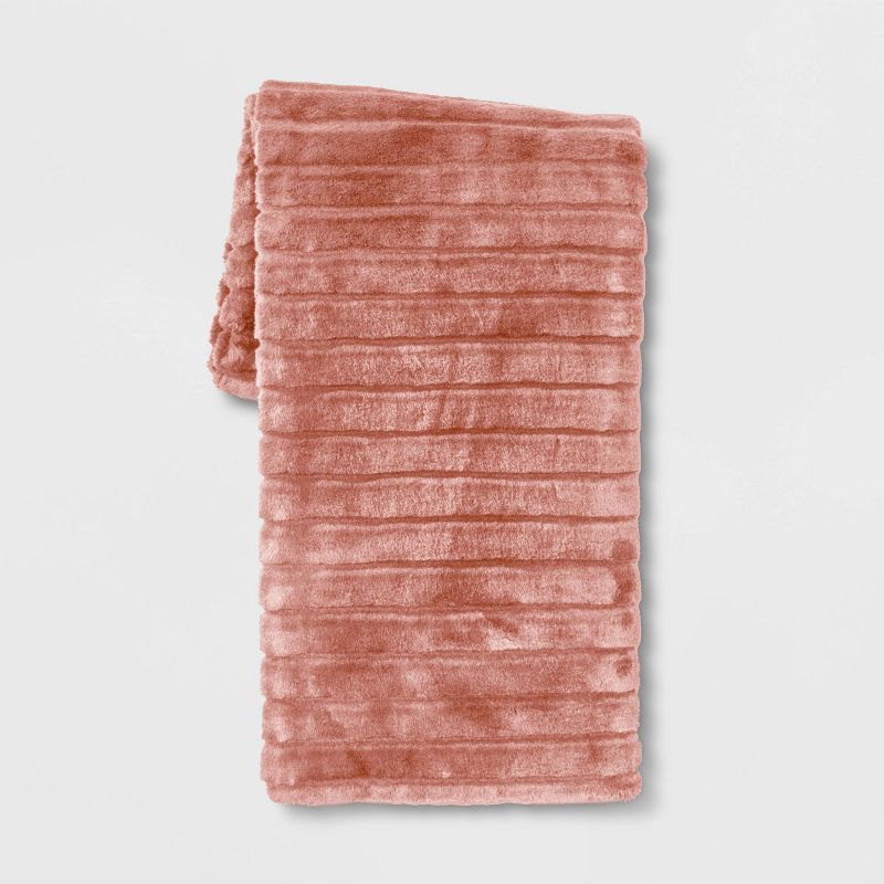 Textured Faux Fur Reversible Throw Blanket Pink - Project 62&#8482; | Target