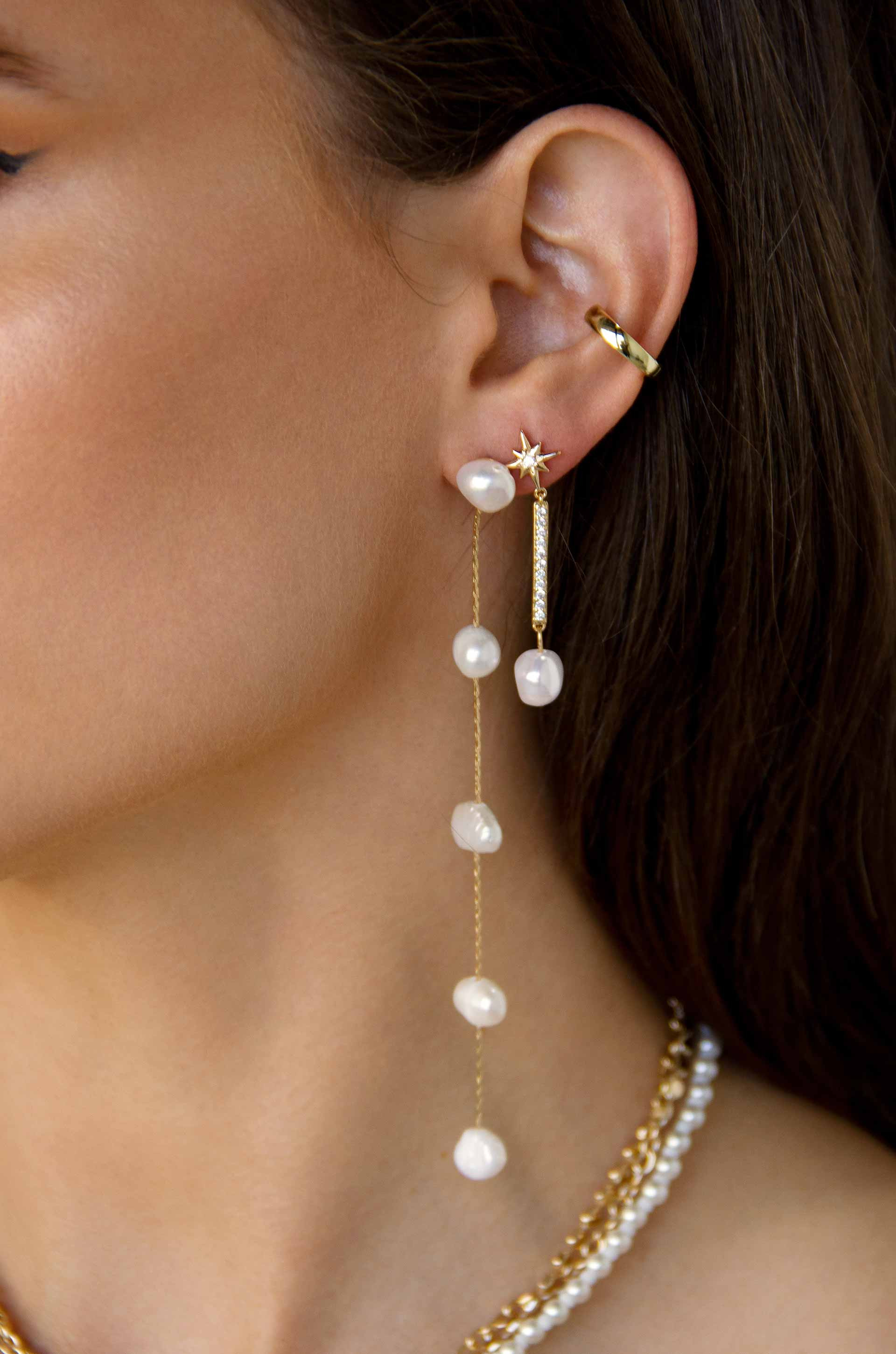 Dripping Pearl Delicate Drop Earrings | Ettika