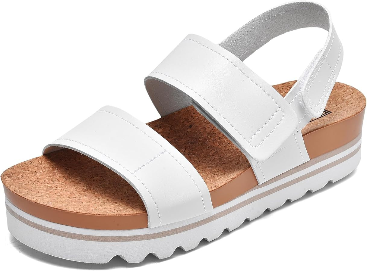 Flatform Platform Sandals Women Arch Support Beach Slides Orthotic Summer Causal Cork Footbed Adj... | Amazon (US)