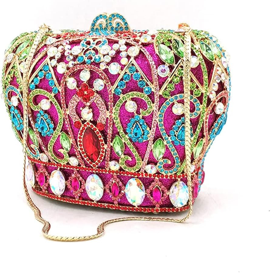 Women Luxury Crown Shaped Crystal Evening Clutch Elegant Rhinestones Party Handbag and Purse | Amazon (US)
