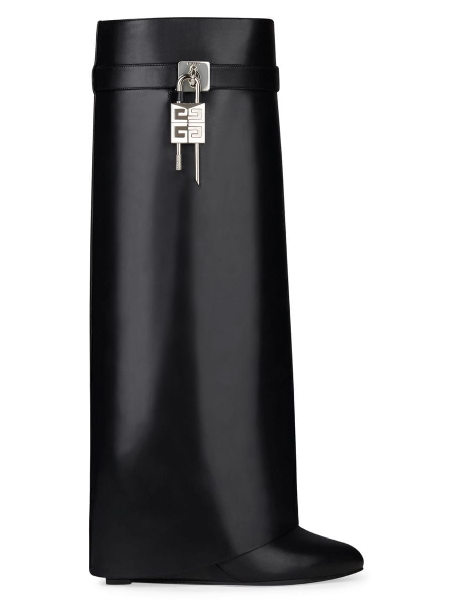 Shark Lock Leather Boots with Wide Calf | Saks Fifth Avenue