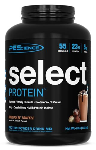 PEScience Select Protein Powder, Whey and Casein Blend, Lean Protein Powder for Men and Women, Low Calorie, Low Carb, Keto Friendly, Gluten Free, Chocolate Truffle - 55 Servings | Amazon (US)