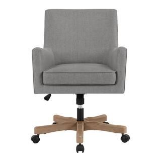 Cosgrove Gray Upholstered Office Chair with Arms and Adjustable Wood Base | The Home Depot