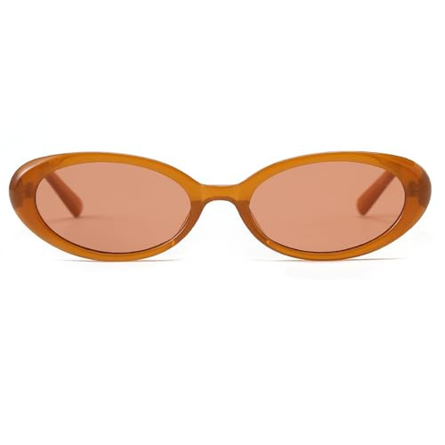 Ggpyyon Retro Oval Sunglasses for Women Men Trendy Small Oval Sunglasses 90s Vintage Shades Eyewear(Brown/Tea) | Amazon (UK)