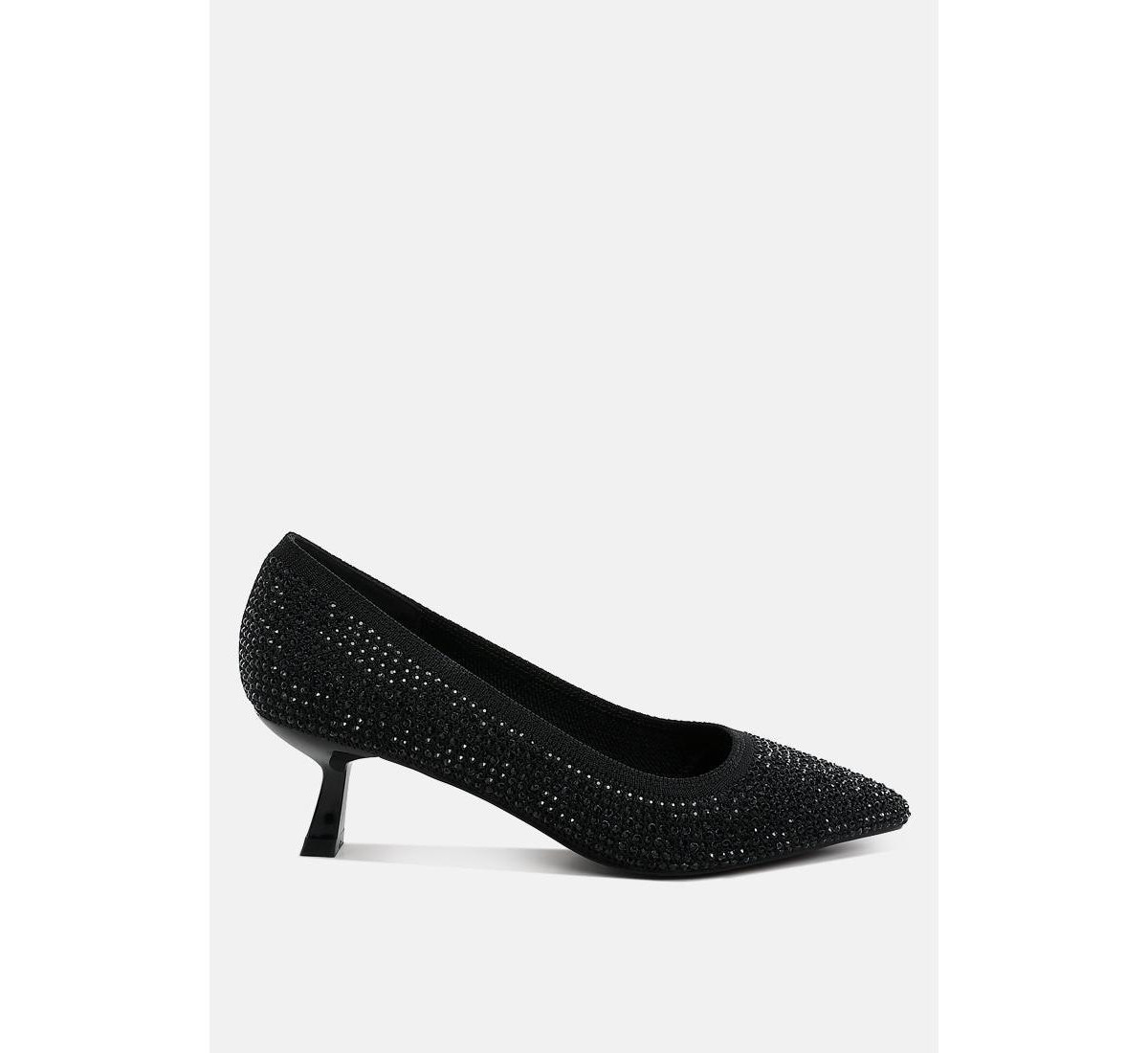 London Rag Vimto Breathable Flyknit Rhinestone Pumps - Black | Macy's