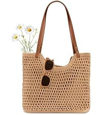 Peicees Crochet Beach Bag Purse, Boho Woven Tote with Leak-Proof Lining For Summer Vacation Trave... | Amazon (US)