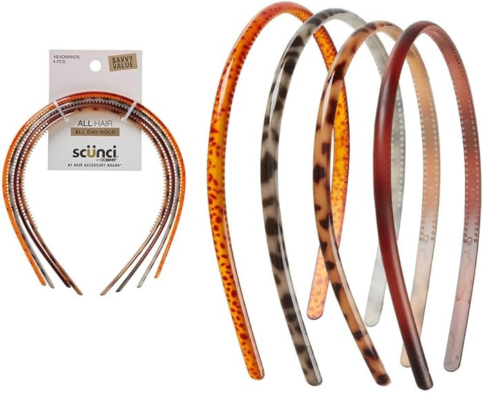 Scunci by Conair Effortless Beauty Skinny headband -plastic Headbands for Women and Men - hair ac... | Amazon (US)