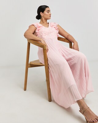 Joanna Hope Lace Frill Sleeve Pleated Jumpsuit | Simply Be (UK)