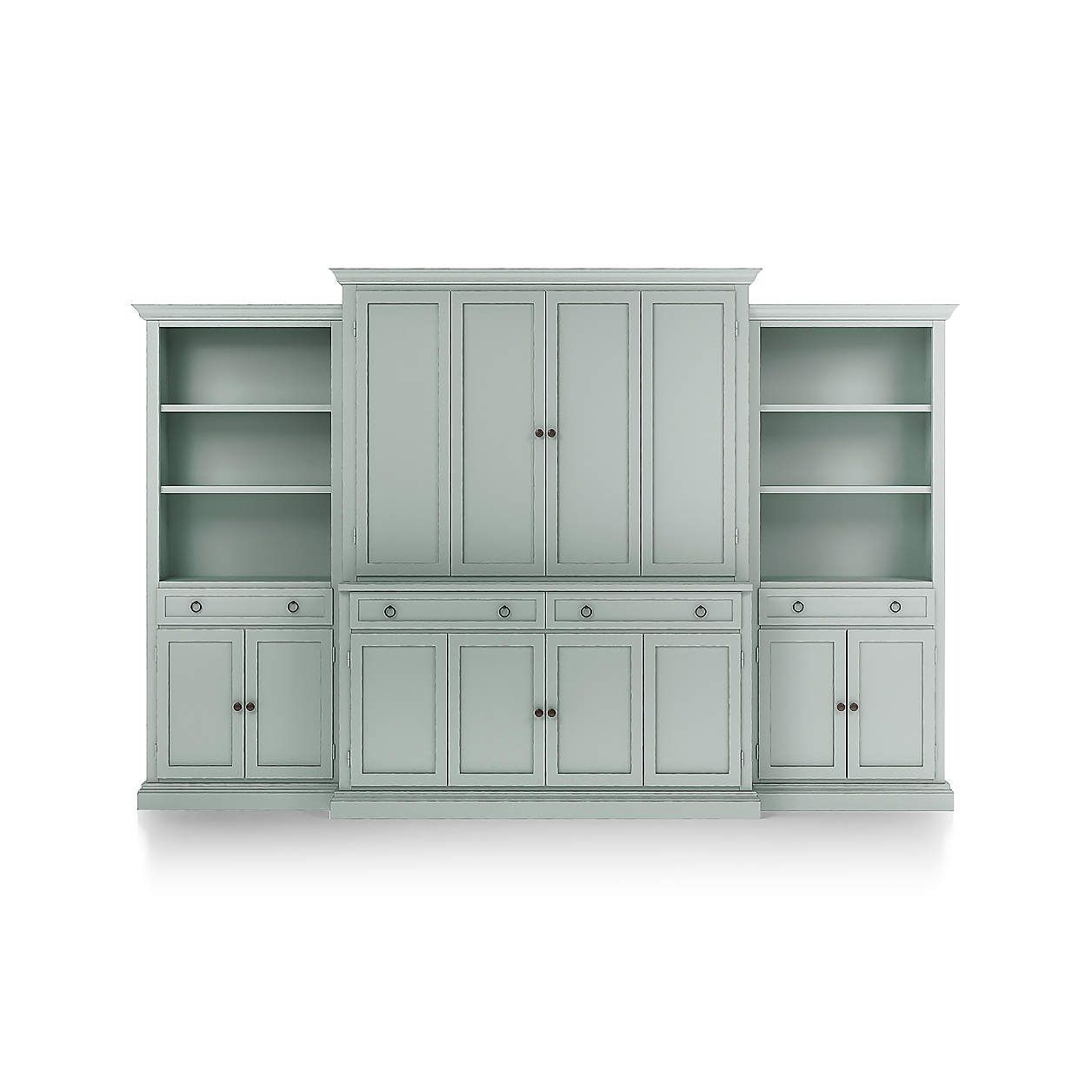 Cameo 4-Piece Grey Storage Bookcase Entertainment Center + Reviews | Crate and Barrel | Crate & Barrel