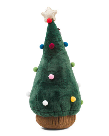 25in Decorated Faux Fur Tree Cushion | TJ Maxx