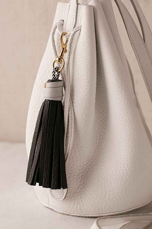 USB Leather Tassel Keychain + Charging Cord,BLACK,ONE SIZE | Urban Outfitters US