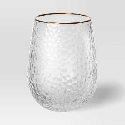 15.88oz Stemless Wine with Hammered and Gold Rim - Threshold™ | Target