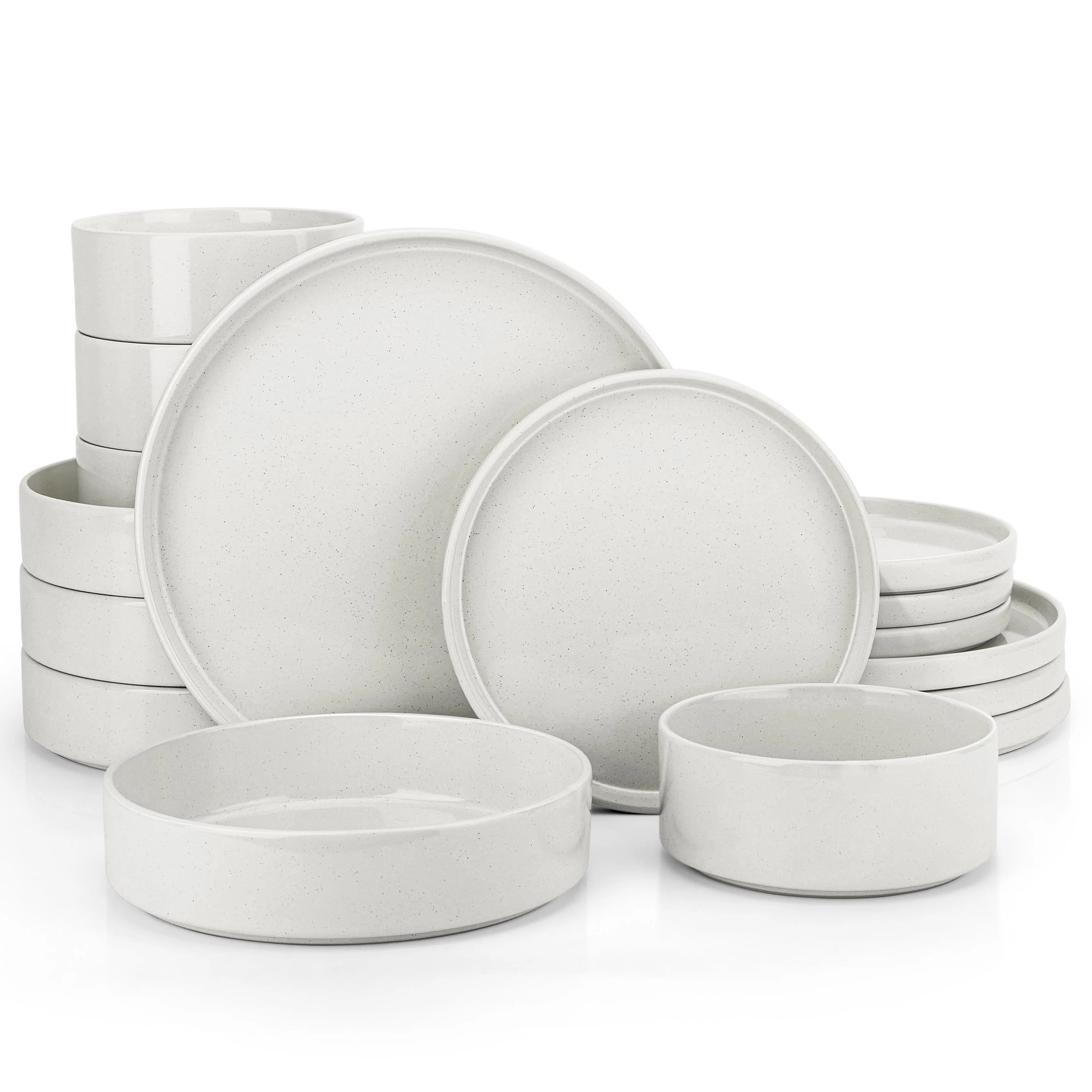 Vesteel 16 Pieces Dinnerware Sets, Premium Stoneware Dishes Set for 4, Speckled Plates and Bowls ... | Walmart (US)