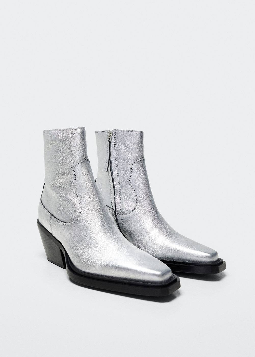 Leather cowboy ankle boots -  Women | Mango USA | MANGO (US)