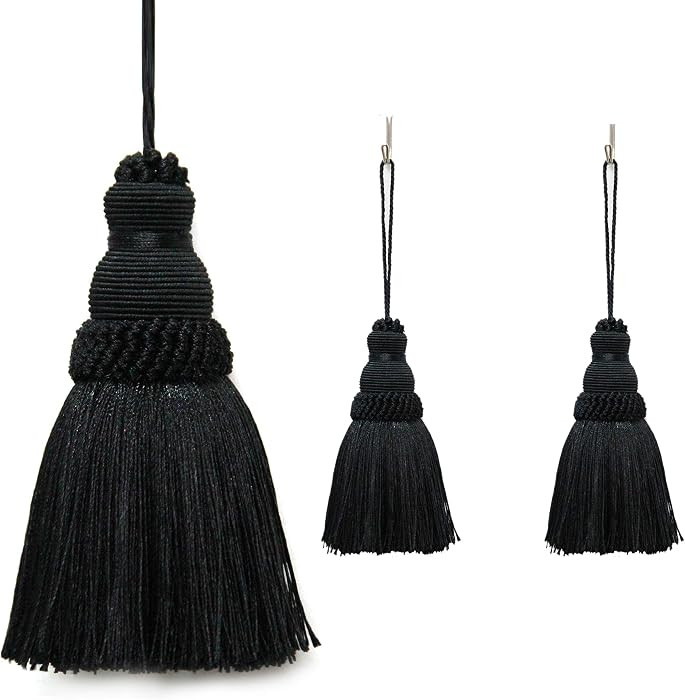 2Pcs Colorful Tassel Key Tassels DIY Accessories(Black) | Amazon (US)