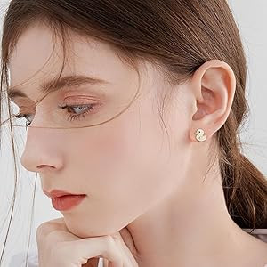 Cute CZ Duck 925 Sterling Silver Small Stud Earrings for Women Cartilage Sensitive Ear Dainty Cry... | Amazon (US)