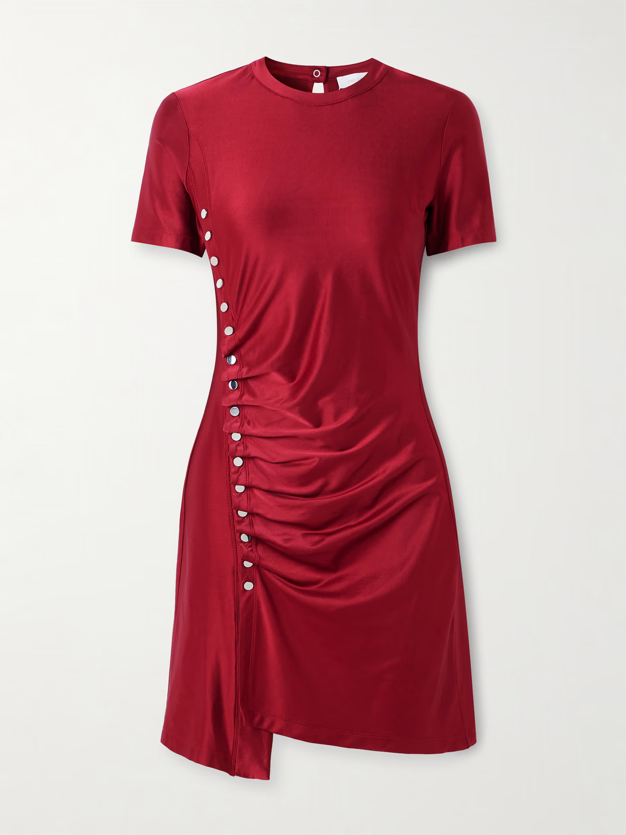 RABANNE - Embellished Gathered Satin-jersey Mini Dress - FR 38 | NET-A-PORTER (US)