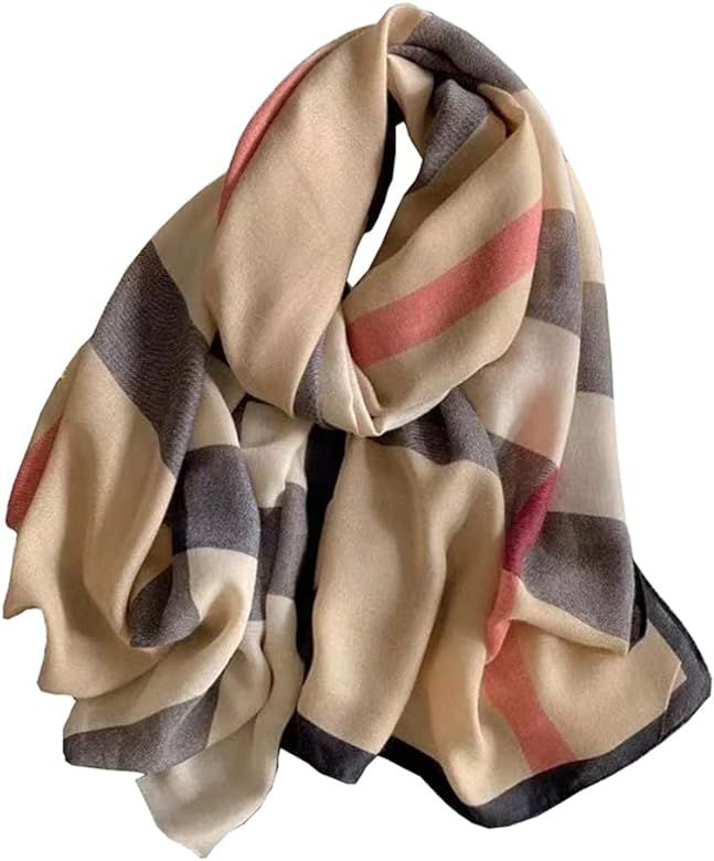 JERLA Women's Cotton Scarves Lady Light Soft Fashion Solid Scarf Wrap Shawl plaid scarf | Amazon (US)