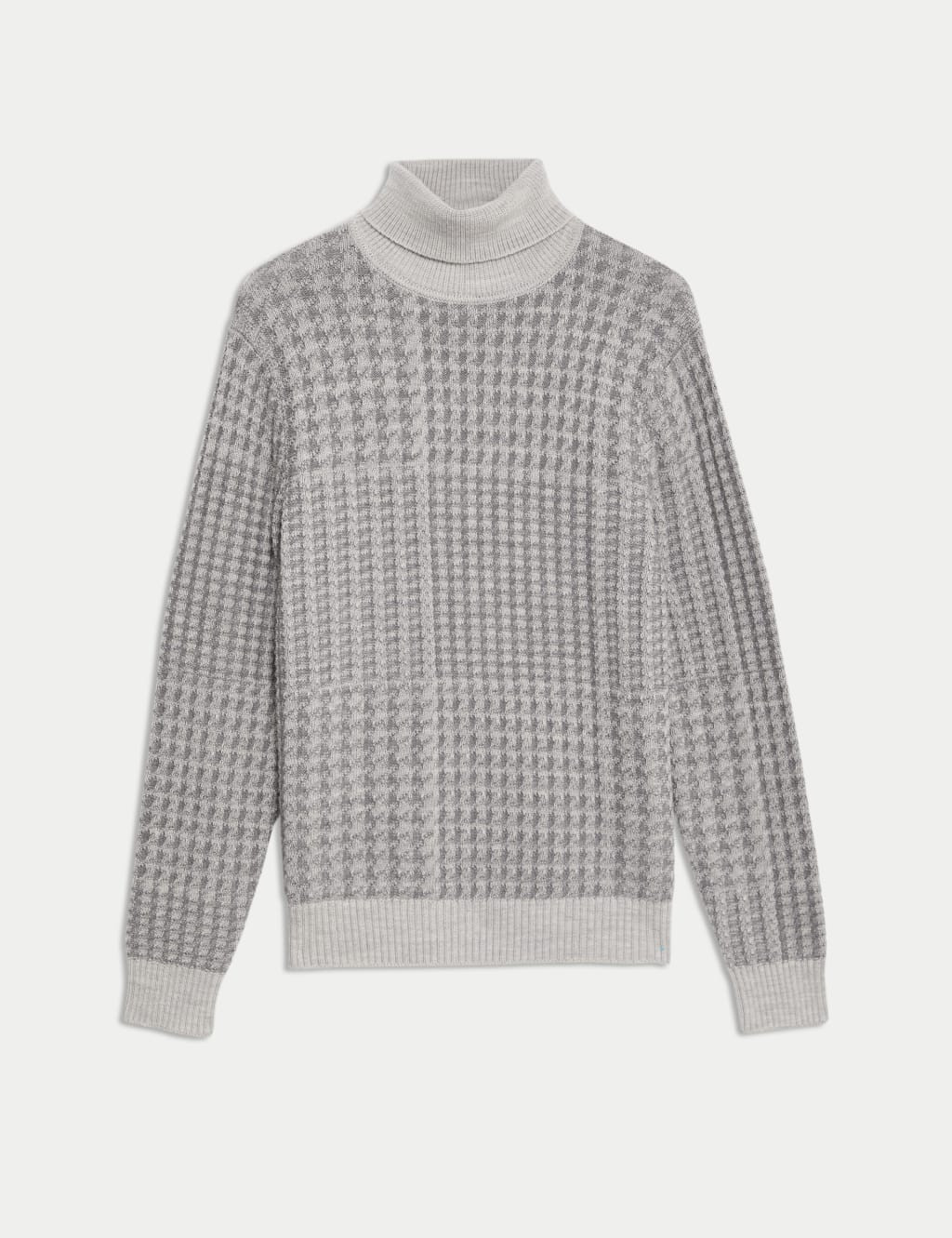 Pure Merino Wool Checked Roll Neck Jumper | Marks & Spencer (UK)