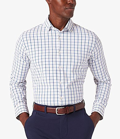 MizzenMain Leeward Performance Stretch Windowpane Long Sleeve Woven Shirt - M | Dillard's
