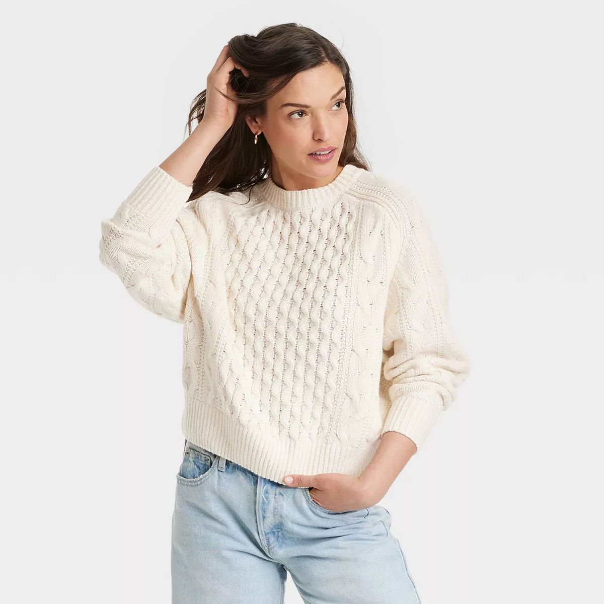 Women's Crewneck Cable Knit Pullover Sweater - Universal Thread™ | Target