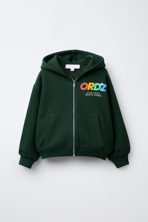 ZIP SWEATSHIRT WITH TEXT | Zara US