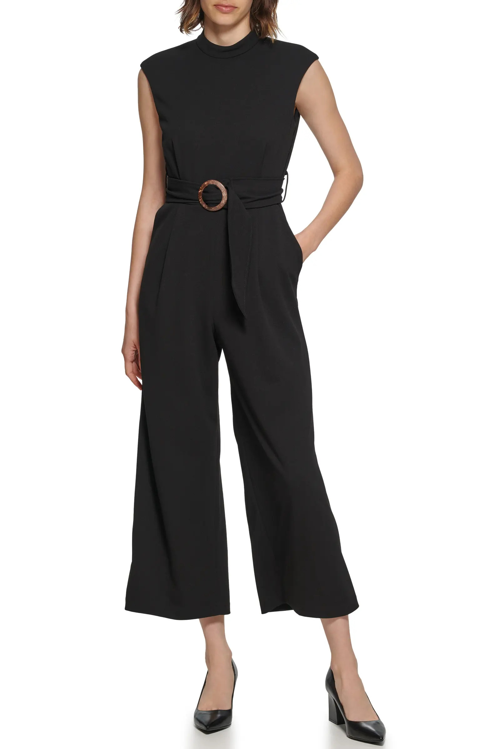 Calvin Klein Belted Scuba Crepe Jumpsuit | Nordstromrack | Nordstrom Rack