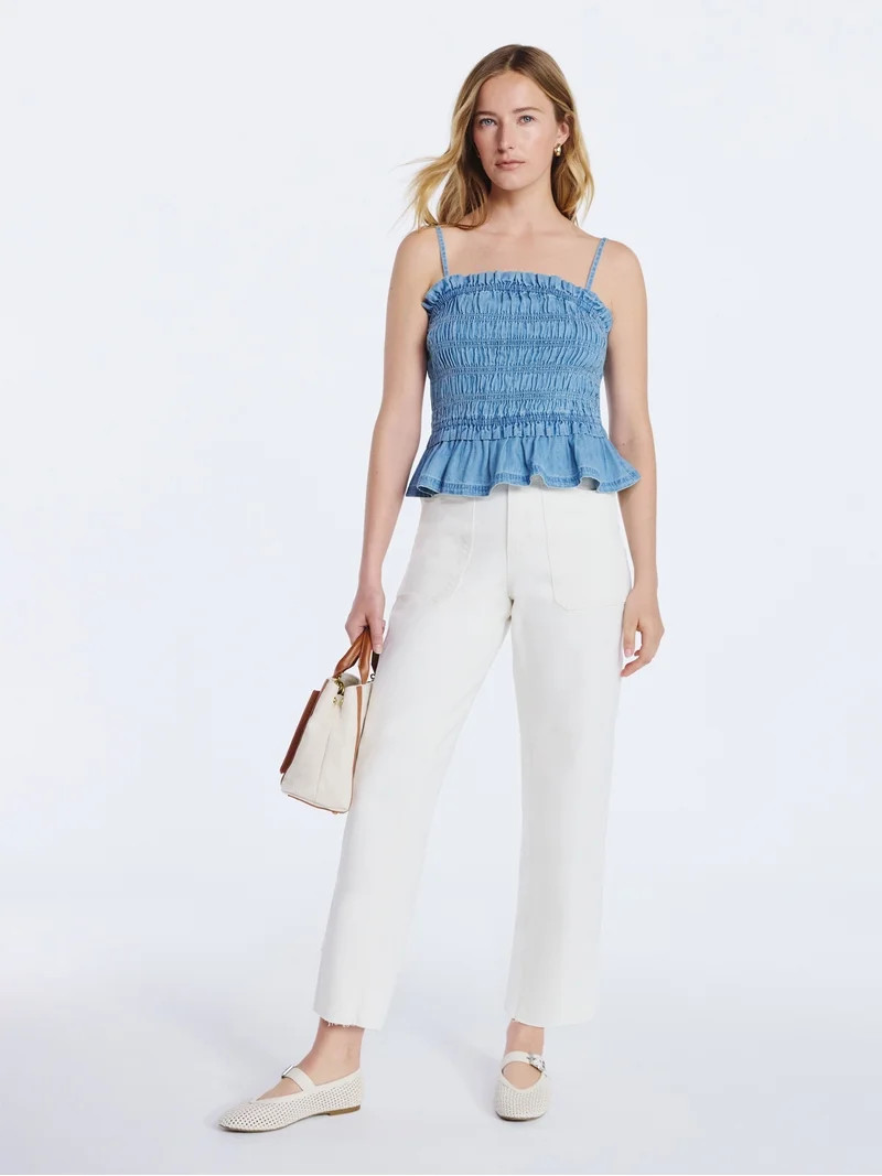 Free Assembly Women's Cropped Carpenter Barrel Jeans, 27" Inseam, Sizes 0-20 | Walmart (US)