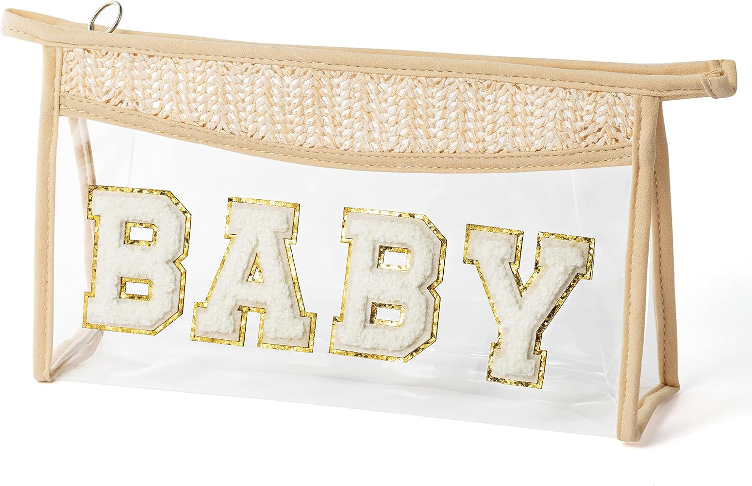 Boho Patch Makeup Bag For Mother Clear Toiletry Bag Varsity Letter Travel Cosmetic Bag beige Tran... | Amazon (US)