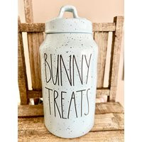 Rae Dunn Blue Speckled Bunny Treats Canister | Etsy (US)