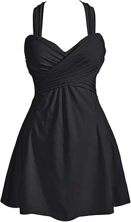 COCOPEAR Women's Elegant Crossover One Piece Swimdress Floral Skirted Swimsuit | Amazon (US)